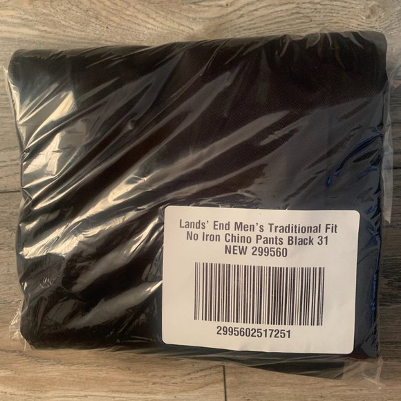 NWT LANDS' END MEN'S TRADITIONAL FIT NO IRON CHINO PANTS BLACK 31, 44 - Picture 6 of 11